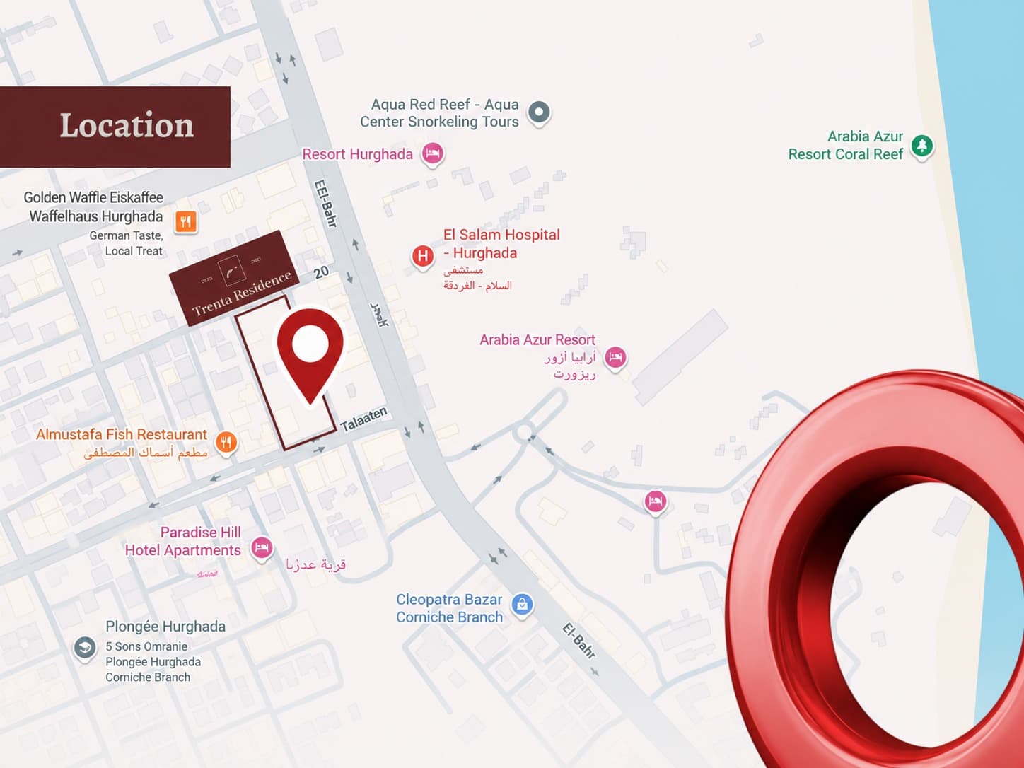Trenta Residence location map in Arabia, Hurghada